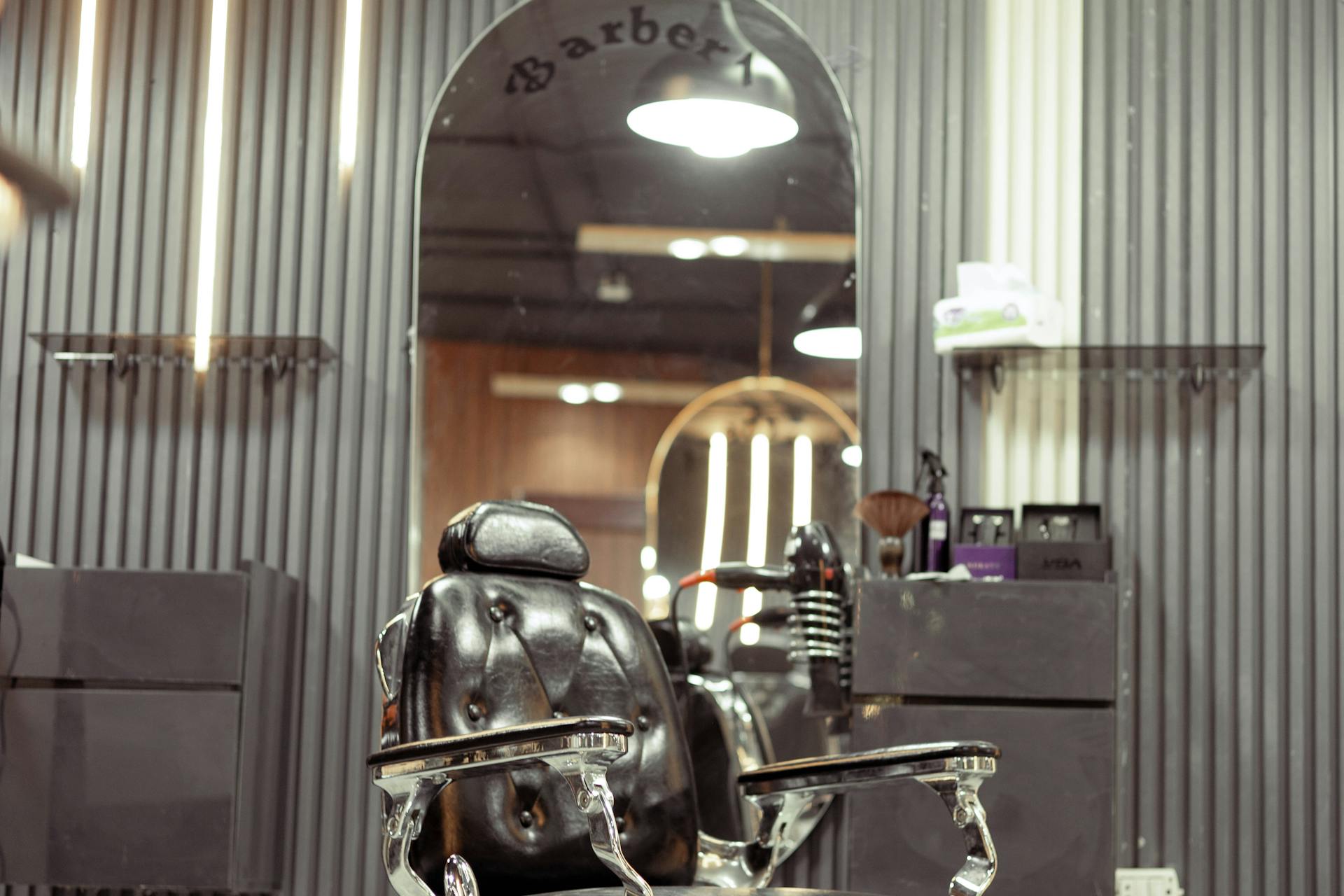 Vintage classic barber chair, reclined
